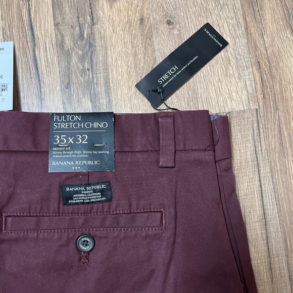 Banana Republic Fulton Stretch Chino Pant Straight Fit Burgundy Size 35 X 32 - Picture 4 of 4
